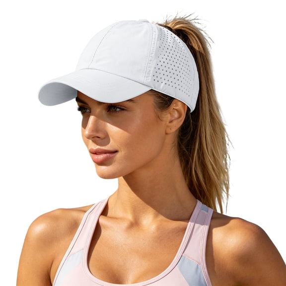 Puntoco Hat for Womens Women's High Ponytail Baseball Cap, Quick Dry Breathable Mesh Back Adjustable Hat for Outdoor Sports