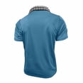 thumbnail image 6 of DPTALR Men's Solid Color Casual Lapel Half Button Short Sleeve Shirt,Light Blue,Big and Tall Men XXXL, 6 of 8
