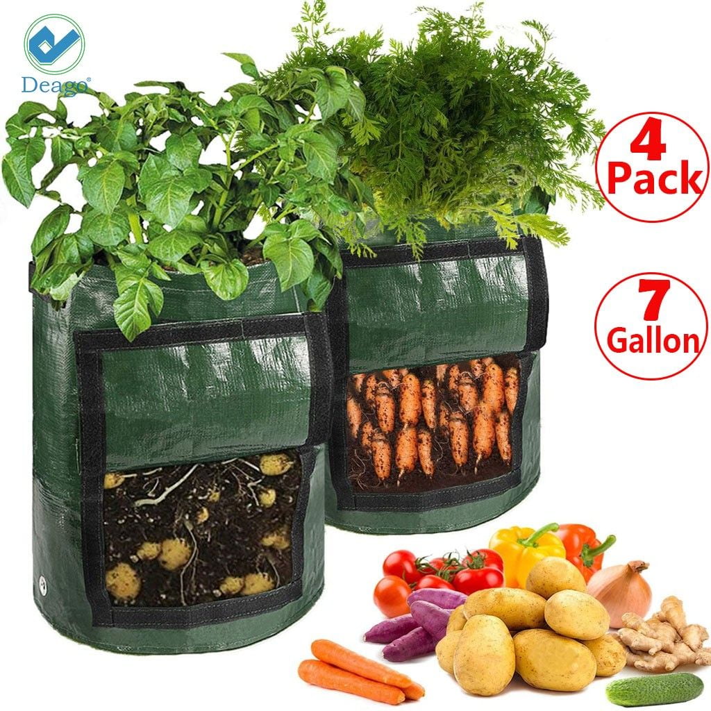 Deago 4 Pack 7 Gallon Garden Potato Grow Bags DIY Planter Bags PE Cloth ...