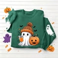 thumbnail image 5 of Halloween Sweatshirt for Women Ghost Pumpkin Bat Print Pullover Crew Neck Long Sleeve Oversized Casual Fall Tops Ribbed Cuffs and Hem Cozy Spooky Season Pullover Tops, 5 of 6