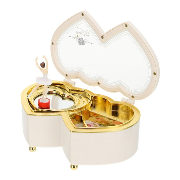 PTOOTP Heart Shaped Music Box with Ballerina Figurine and Jewelry Storage, Decorative Gift for Women and Girls