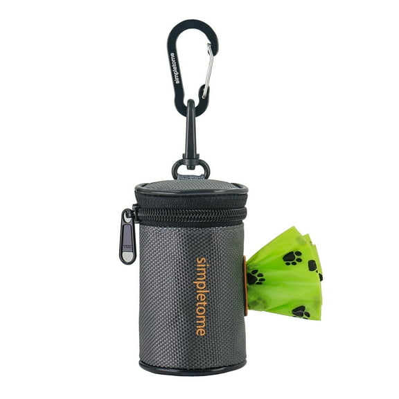 simpletome Dog Waste Bag Dispenser for Leash Belt Waterproof 1680D Oxford YKK Zipper (Grey)
