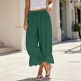 thumbnail image 2 of Bloomers Pants for Women Y2K Lace Trim Pants Boho Pantaloons Cute Ruffled Long Pants Capri Pajama Bottoms, 2 of 6
