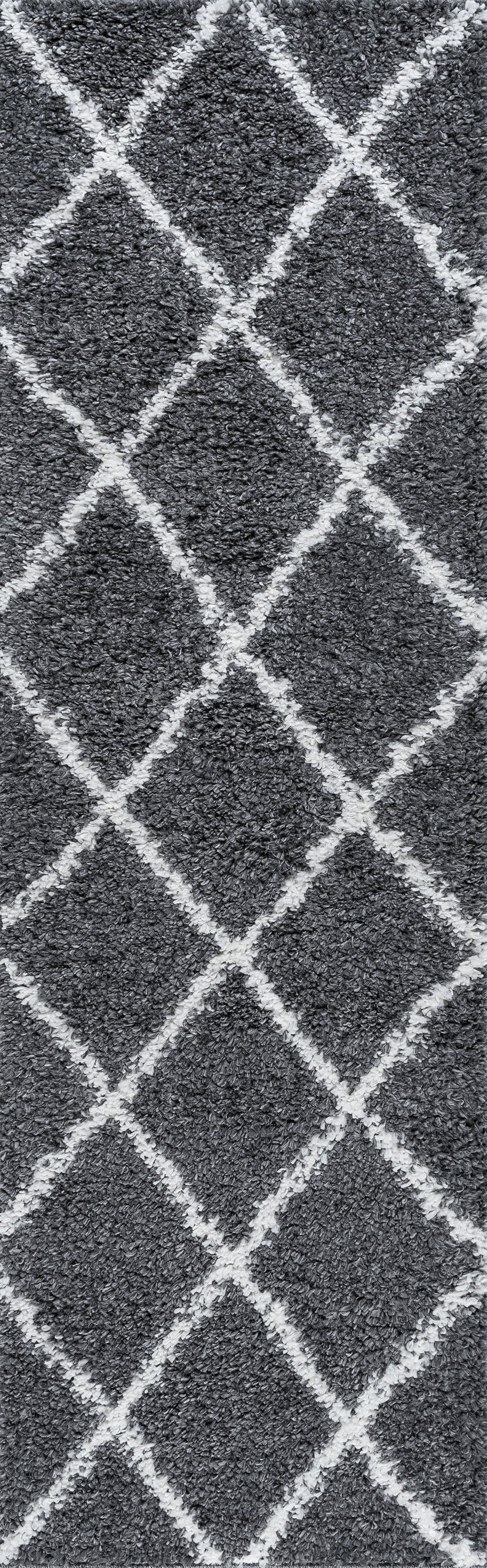 Bliss Rugs Transitional Diamond 2'3'' x 7'3'' Gray and White Polypropylene Indoor Runner Rug, 2'3'' x 7'3''