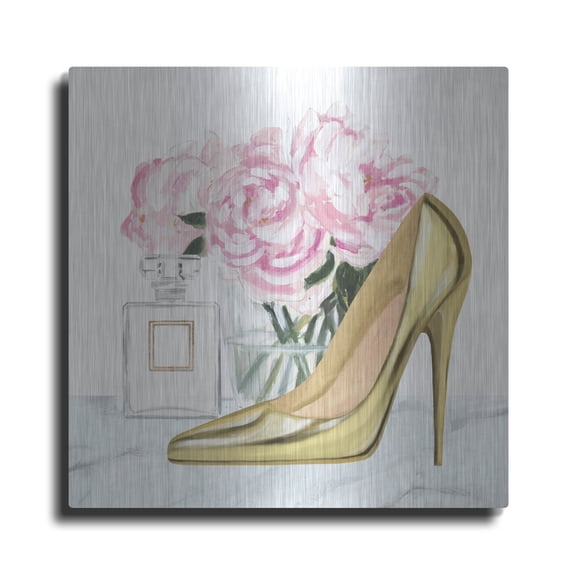 Luxe Metal Art 'Get Glam VIII' by Victoria Borges, Metal Wall Art, 12" x 12"