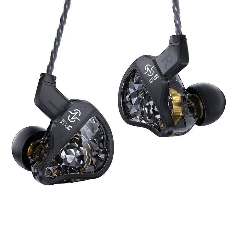 CCZ BC01 Pro in Ear Monitor Headphones,1DD+1BA Zinc Alloy Cover Hybrid Driver HIFI IEM Earphone Wired Earbuds Bass with Detachable Cable for Gaming Singers Musicians(Black,without mic)