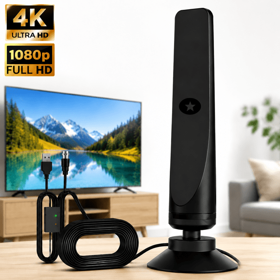 Genreen TV Antenna,Digital TV Antenna,50 Miles Long Range Signal Booster Support 4K 1080p with Signal Booster Antenna for Smart TV 16.5ft Long Cables Signal Booster for Local Channels