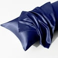 thumbnail image 3 of Ultra Soft and Silky Satin Body Pillowcase, Luxury Long Pillow Cover for Hair and Skin, 20" x 54", Navy Blue, 3 of 6