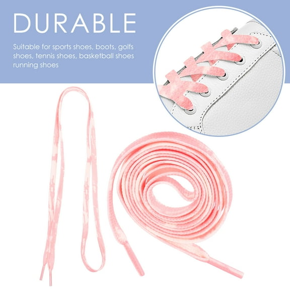 FELTECHELECTR 2Pairs Pink Flat Polyester Shoelaces for Women and Men 120x0.35In