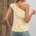 thumbnail image 5 of Njoeus Women Ruffle Off Shoulder Tops Summer Sleeveless Eyelet Shirts Casual Fitted Basic T-Shirt Ladies Dressy Blouse S-XXL, 5 of 5
