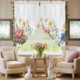thumbnail image 5 of Swag Curtains Valances for Windows, Boho Floral Print Short Kitchen Window Curtains Over Sink, Peony Strawberry Cafe Curtains Panel Set Of 2,Rod Pocket, 36 Inches Length, 5 of 9