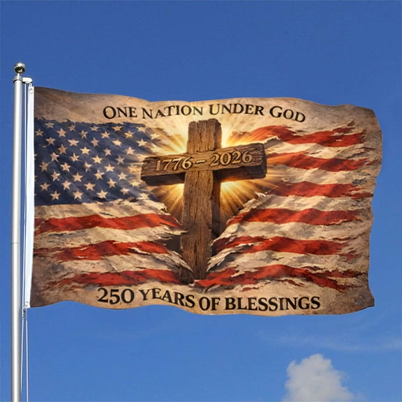 Bayyon One Nation Under God Flag, Semiquincentennial 250th Anniversary Flag, 250 Years of Blessing Banner with Grommets 3x5Feet Man cave Decor 6
