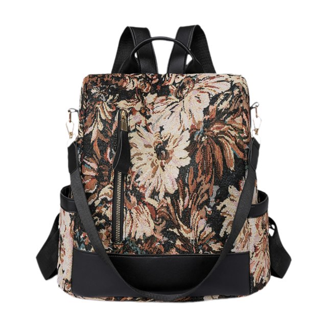 Mochila para mujer con cremallera, bolso de hombro para desplazamientos, cumpleaños, trabajo, compras, vacaciones Marrón