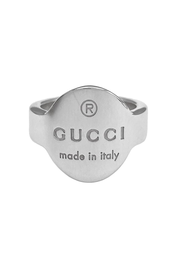 Pre-Owned GUCCI trademark oval logo ring, SV925 silver, item number 7783, for men and women.