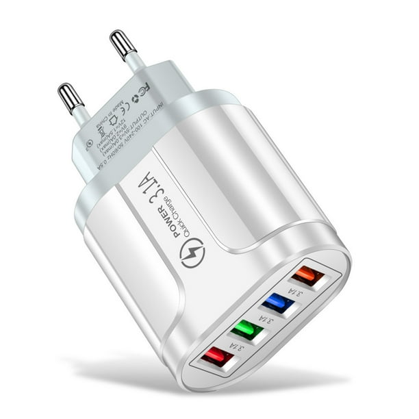 3.1a 4usb Multi port Phone Charger With Led Light Illuminated Travel Fast Charging Head Adapter EU US UK Plug
