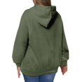 thumbnail image 7 of Women's Plus Size Pullover Hoodie Solid Color Long Sleeve Hooded Sweatshirt, Cozy and Warm Fall Winter Casual Fashion Top with Soft Fabric for Everyday Wear and Outdoor Activities,Army Green,4XL, 7 of 7