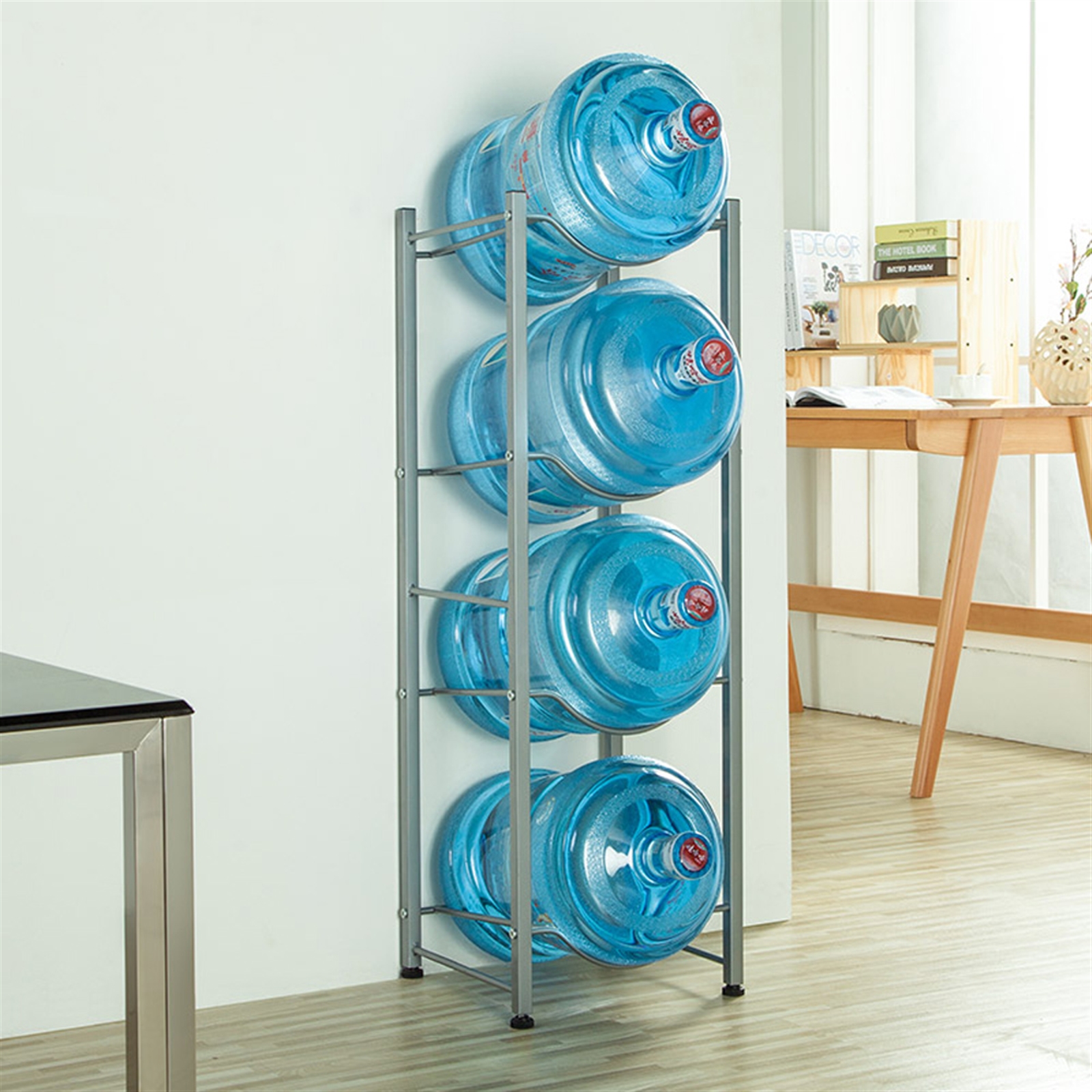 4-Tier Water Rack Stainless Steel Heavy Duty Water Cooler Jug Rack