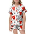 thumbnail image 2 of ZTKWD Valentine's Girls Womens Pajamas, Satin Silky Pjs Set Kids 2Pcs Button-Down Nightwear Sleepwear Gift Travel Love Heart, 2 of 4