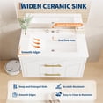 thumbnail image 3 of Floating Bathroom Vanity with Sink 30 inch, Modern Bathroom Sink Cabinet, Ceramic Vanity Top, 2 Large Storage Drawers with Gold Metal Handle, Easy to Assembly, 3 of 7