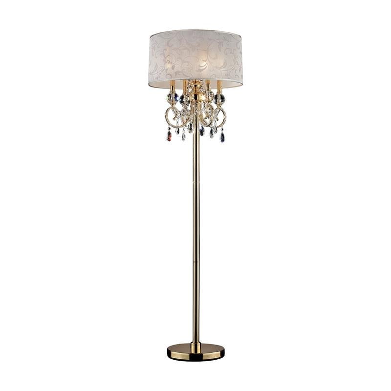 Furniture of America Janelle Glam Metal and Crystal Floor Lamp in Gold