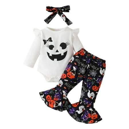 

Newborn Onesies Double Zipper Onesies for Baby Boy Baby Boy Stuff Climbing suit+hairband print ass clothes suit Halloween White 3M