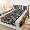 thumbnail image 4 of Erosebridal Black Brown Leopard Print Full Size Sheets 4-Piece For Boys Girls,Teens Traditional Floral Damask Bed Sheets, 4 of 5