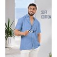 thumbnail image 5 of LA LEELA Men's Casual Button Down Short Sleeve Business Untucked Shirt Solid Oxford Shirts for Men S Lapis, Plain, 5 of 5