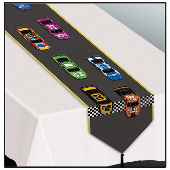 Party Central Club Pack of 12 Gray Cool Retro Racing Table Runner 6'