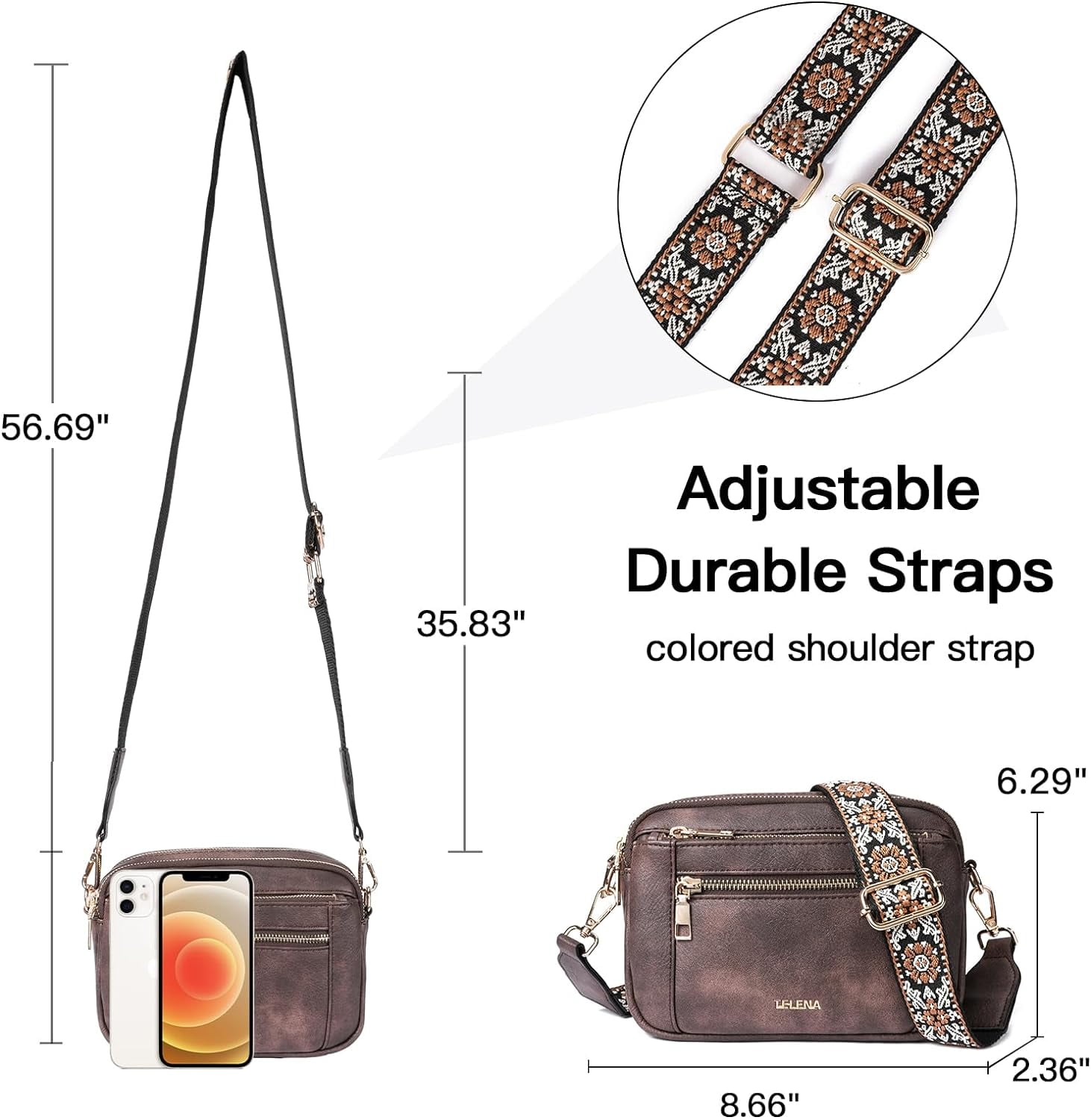 Crossbody Purse for Women Small Crossbody Bags Trendy Vegan Leather with Adjustable Shoulder Strap