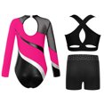 thumbnail image 2 of TiaoBug Kids Girls Long Sleeve Gymnastics Leotard Vest with Athletic Shorts Ballet Unitard Dancewear Hot Pink 8, 2 of 5