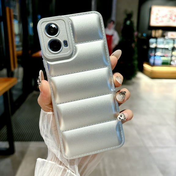 Allytechgroup for Moto G 5G (2024) Case, Buffer Back Cover Stylish Design Shockproof Soft Silicone Rugged Anti-Scratch Phone Case Cover for Moto G 5G (2024), Silver