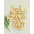 thumbnail image 2 of Bagilaanoe Newborn Baby Girl Two Piece Set Sleeveless Floral Plaid Bow Camisole Tops Elastic Waist Shorts 0-18 Months Infant Summer Clothes, 2 of 8