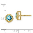 thumbnail image 5 of Auriga Fine Jewelry 14K Yellow Gold Cushion Blue Topaz Stud Earrings for Women, 5 of 5