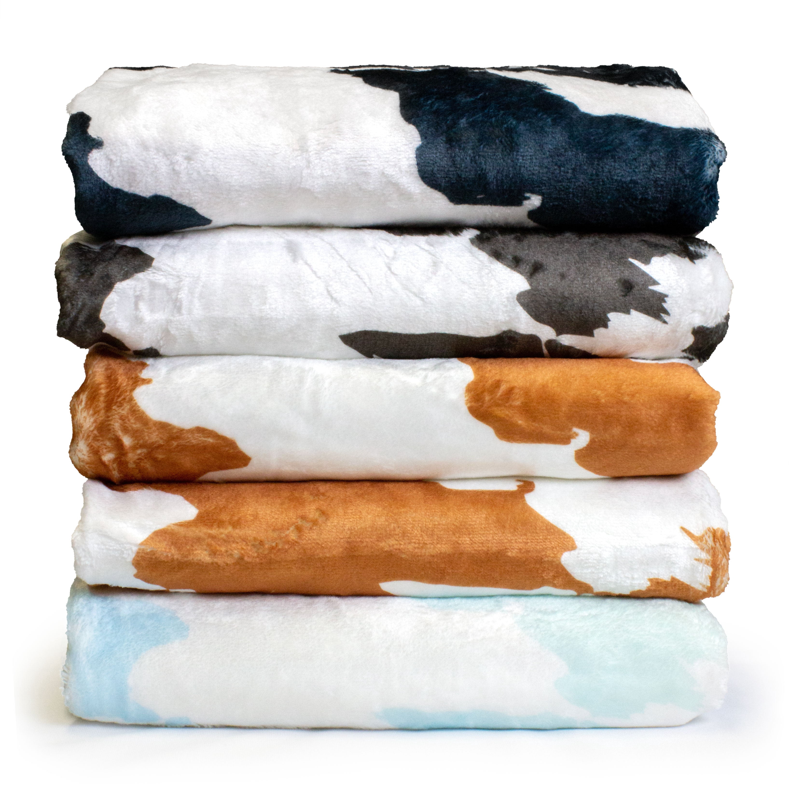 Everything Comfy Cow Print Decorative Throw Blanket, 30" X 40", Tan