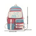 thumbnail image 4 of 1pc Fashion Simple Contrast Color Students School Bag Backpack, Women's New Backpack, Junior High School Girls College Students Large Capacity Travel Bag, Cute Rabbit Pattern Bag, 4 of 5