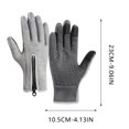 thumbnail image 2 of Light Gray & Black Waterproof Thermal Touch Screen Gloves - Windproof Non-Slip Zipper Cuff Winter Gloves for Men Women Cycling Hiking, 2 of 7