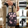 thumbnail image 5 of COEQINE Forearm Crutch Accesories Walking Stick Bag Cherry Blossom Black Elbow Crutch Pouch, Cane Attachment, with Multiple Pockets, Phone Holder, for Adults Women Men, 5 of 7
