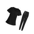 thumbnail image 1 of kurtrusly Female Scrub Set Nurse v neckline Machine Washable Short Sleeves Suit M Black, 1 of 8