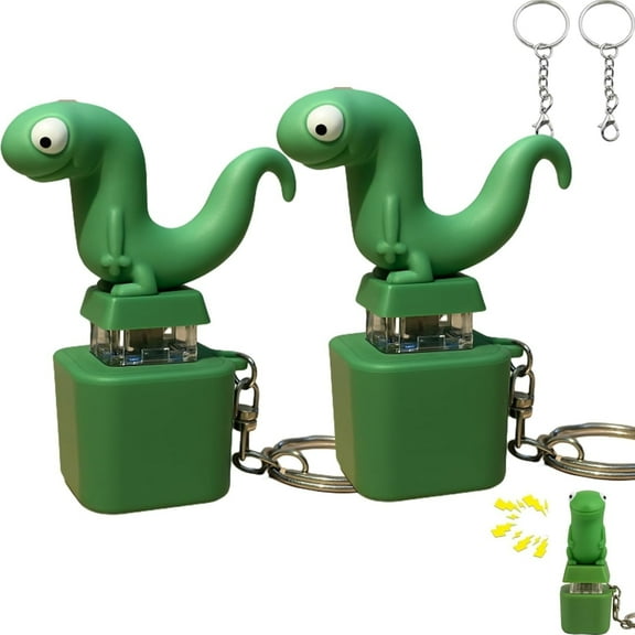 2 pcs, Lizard Button Keychain, Sound Lizard Button Keychain, Fun Rechargeable Animal Keychain for Stress Relief, with Colored Lights, Fun and Portable Kids Toy.