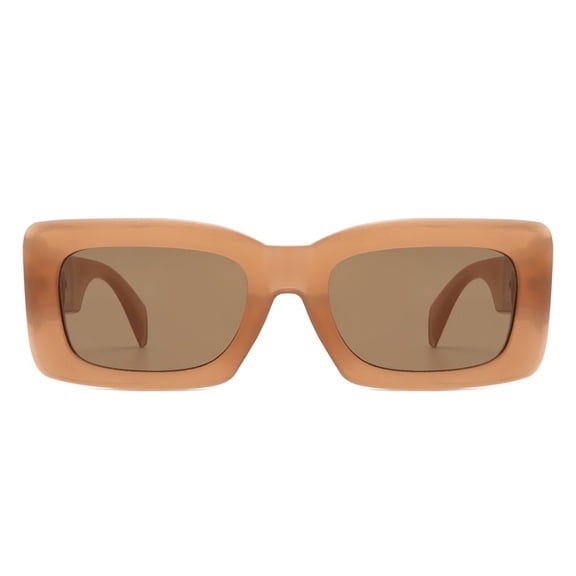 Light Brown Wide Frame Sunglasses - Brown Lens UV Protection Casual Daily Eyewear