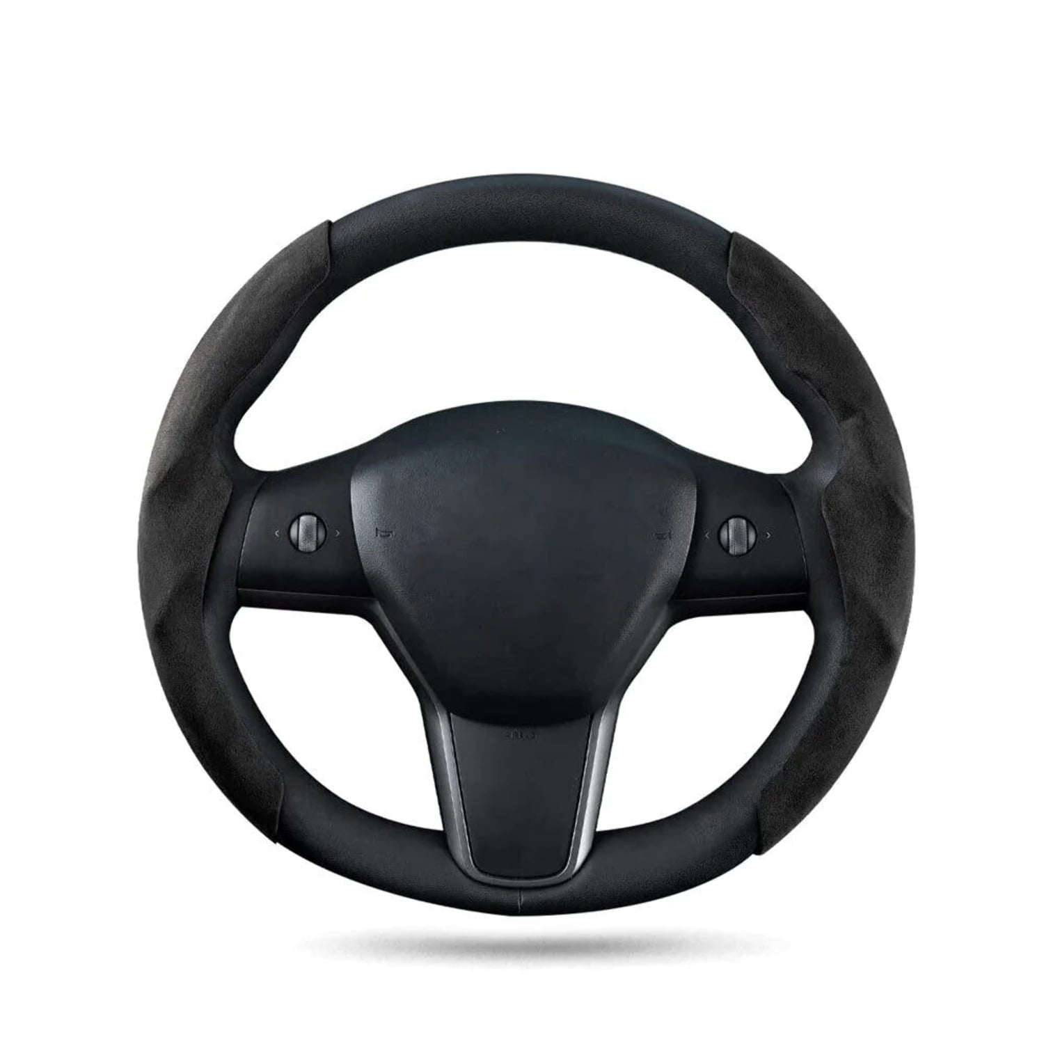 Tesla Model 3, Y Steering Wheel Cover Caps, Alcantara Suede, Black or Gray