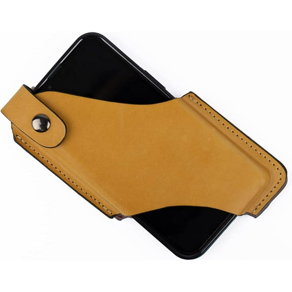 Leather Phone Holster, Phone Holder for Belt Loop, Cell Phone Cases, Leather Belt Pouch with Magnetic Button Darkbrown