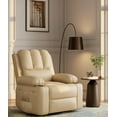 thumbnail image 2 of Leather Recliner Chair, Manual Recliner Chair with Arms and Back, Manual Single Sofa with Concealed Cup Holders and Side Pocket, 2 of 7