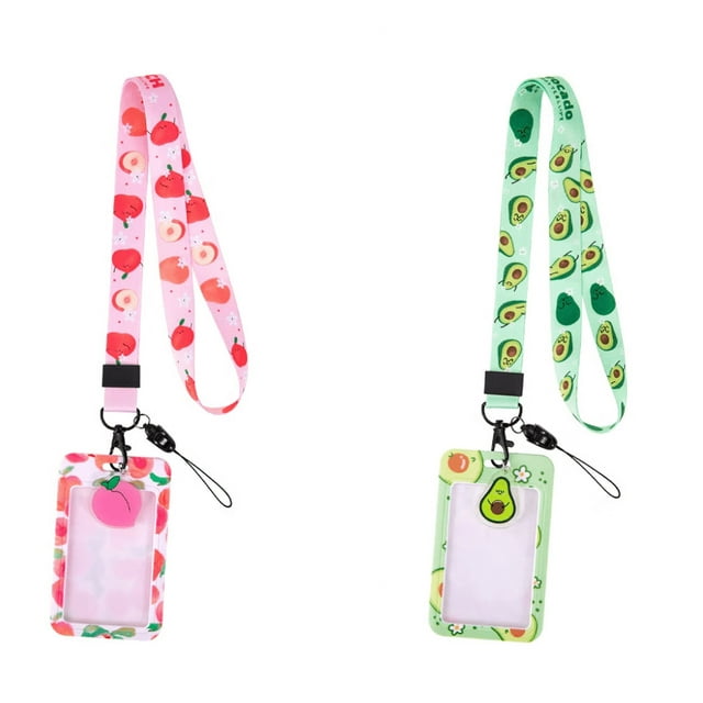 3 piezas de cordón de frutas con porta credencial, porta credencial de cuello con cierre de langosta giratorio para porta credencial de identificación, credencial de estudiante, llavero, tarjeta de