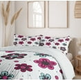 thumbnail image 6 of Ambesonne Floral Duvet Cover Sets, Florets Buds Girls, 2-Queen, Magenta Grey Pale Blue, 6 of 7