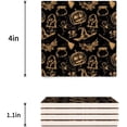 thumbnail image 3 of RYLABLUE Hallowen Witches Hat Pumpkin Bat Black Hallowmas Set of 6 Coaster for Drinks, Absorbent Ceramic Stone Coasters Cup Mat with Cork Base for Home Kitchen Room Coffee Table Bar Decor, 3 of 4