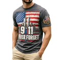 thumbnail image 2 of Mens 911 Never Forget 25th Anniversary Graphic T‑Shirt American Flag Print Short Sleeve Casual Tee Patriotic Memorial Daily Wear Top for Men(Dark Gray,XXXL), 2 of 4