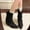 Black, variant on Bnwani Low Heel Boots for Women Winter Fashion Pile Pointed Toe Thick Chunky Mid-Calf Casual Solid Boot Black Size 5.5