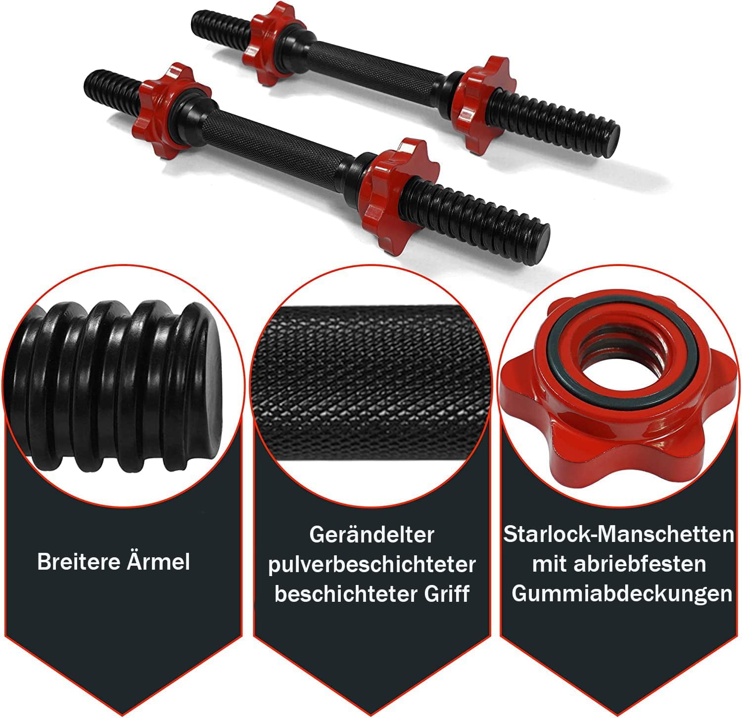 Yes4All 1.15 inch Adjustable Dumbbell Bar, Dumbbell Handle, Black, Pair