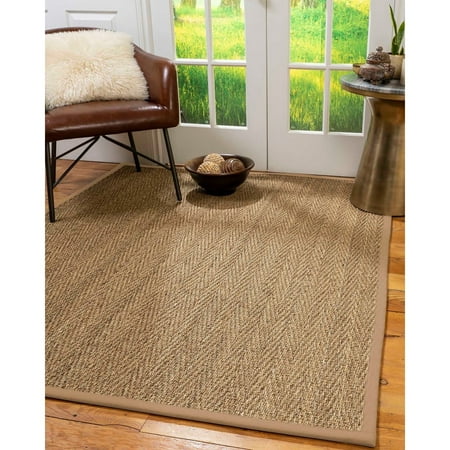 Autumn Wheat Rug Natural Area Rugs 100%, Natural Fiber Handmade Beach, Natural Seagrass Rug, Wheat Border - 2'6